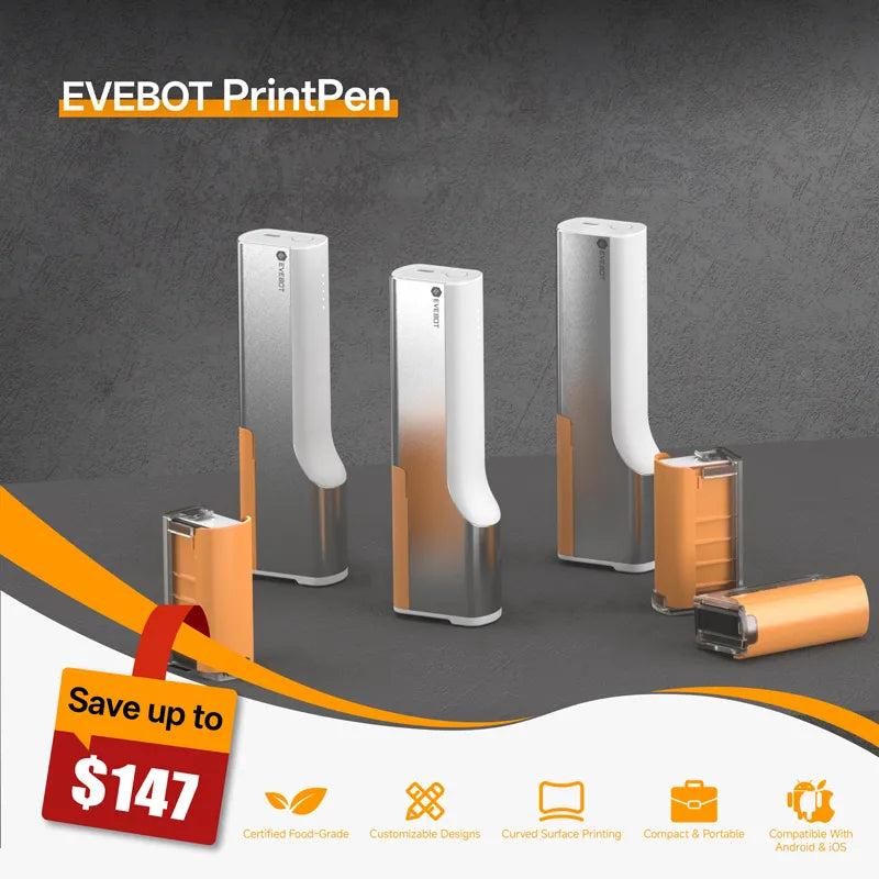 EVEBOT PrintPen, 3D printing pen, 3D pen, handheld 3D printer