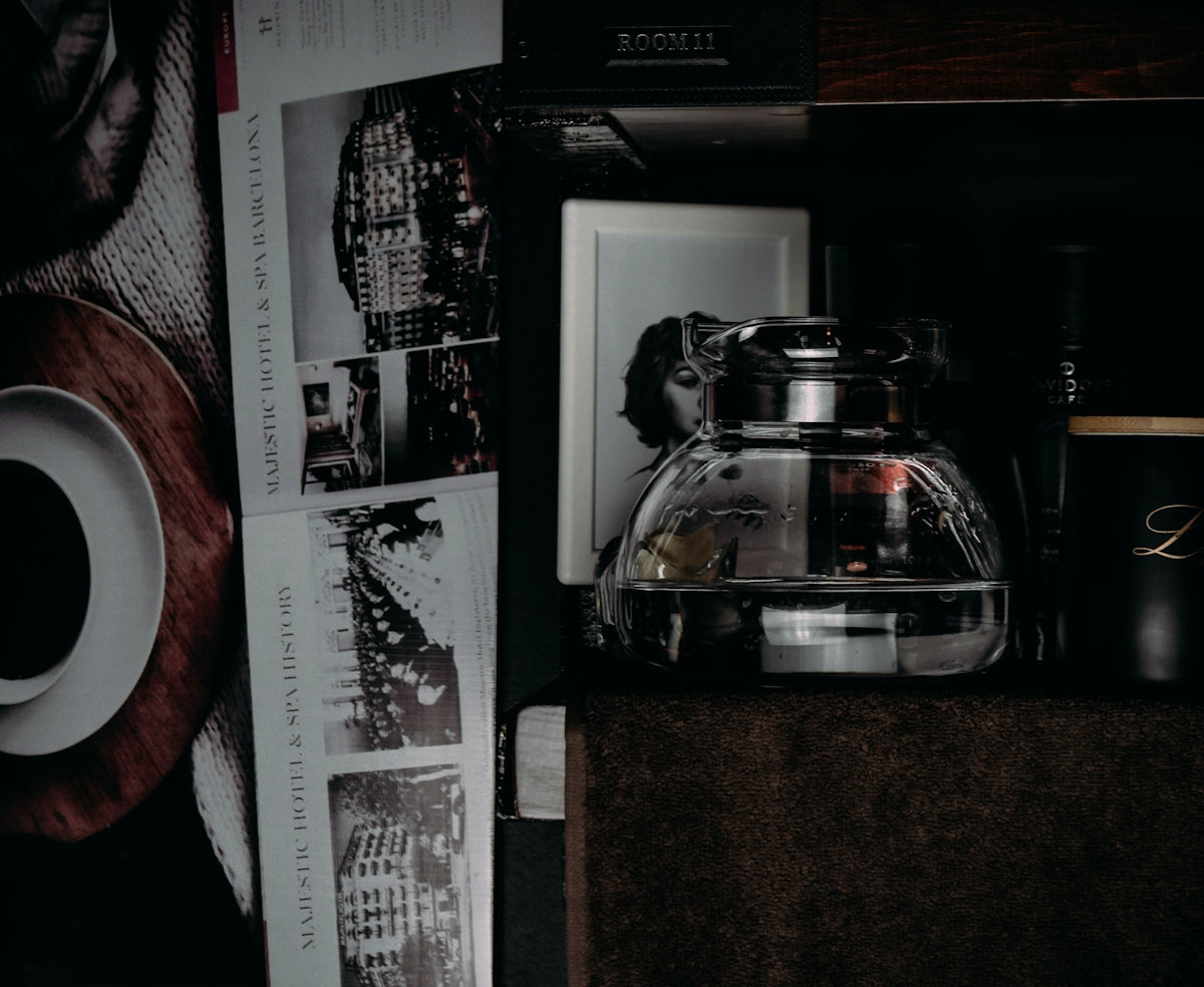 black and silver coffee maker