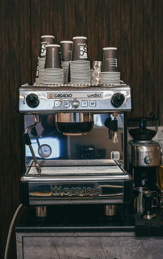 a coffee machine sitting on top of a counter